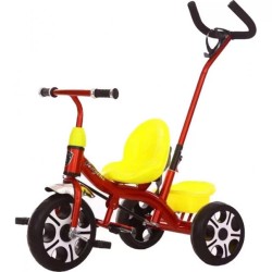 Παιδικό Τρίκυκλο Ποδήλατο με μπάρα ώθησης για 18 μηνών και άνω σε κόκκινο χρώμα